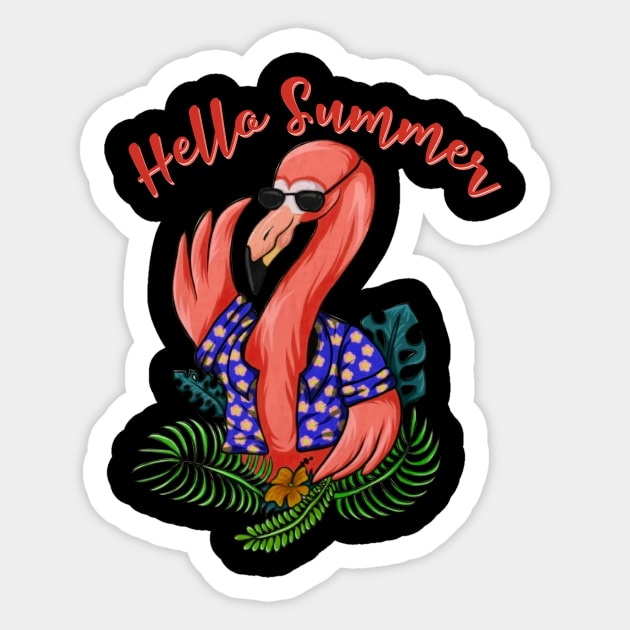 Hello summer flamingo flower Sticker by Sauconmua Conlaigi99